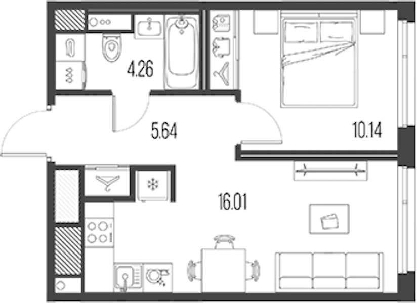 1-комнатная квартира 36.05 м², 6/10 эт., ЖК «LEGENDA Васильевского»